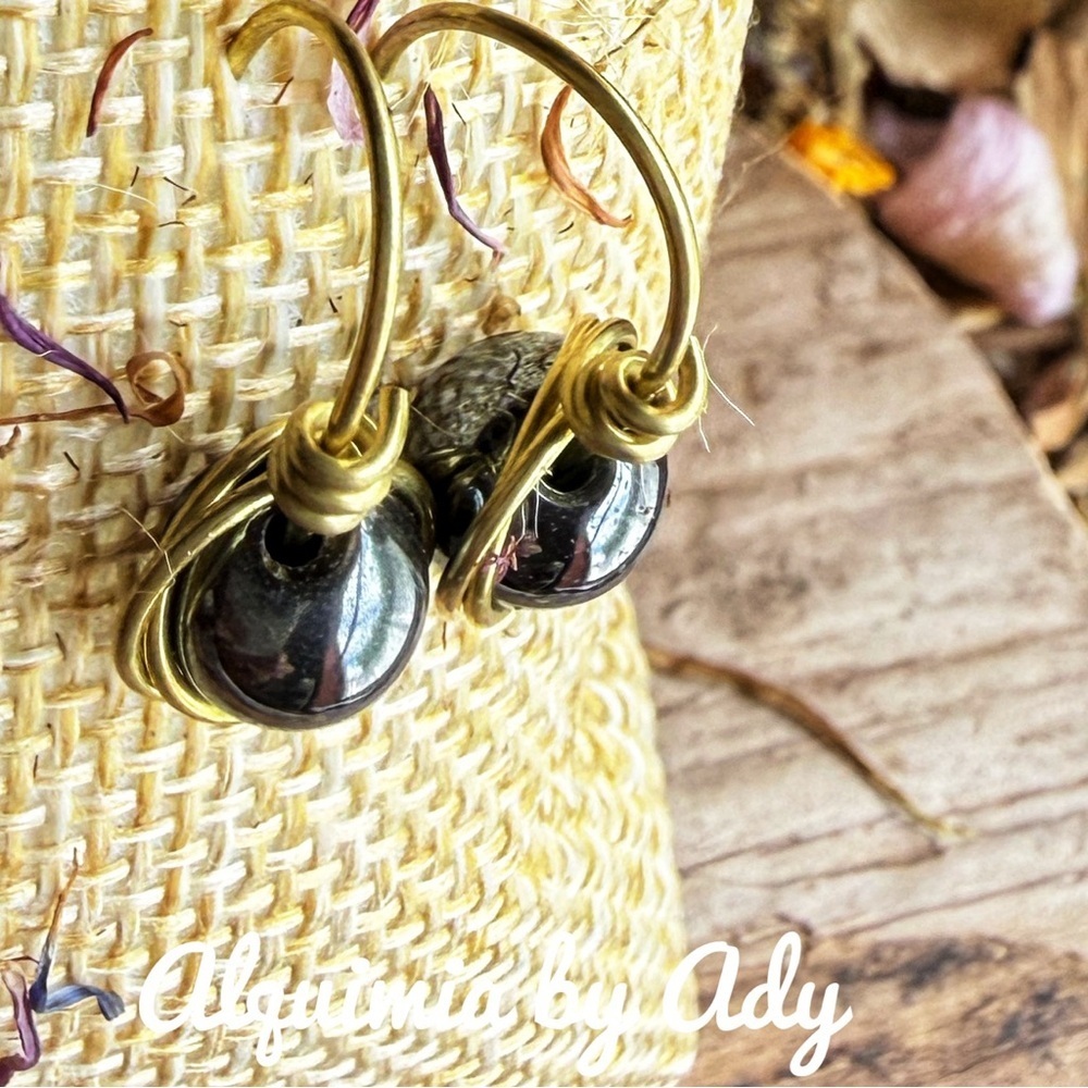 Alquimia Gold and Black Hoop Earrings